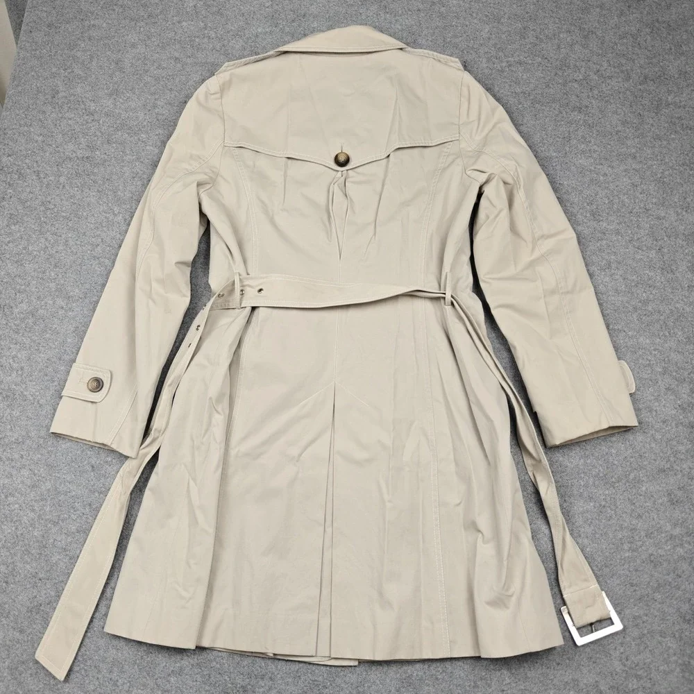 MICHAEL Michael Kors‎ Coat Womens Medium Beige Trench Belted Lined Twill Classic